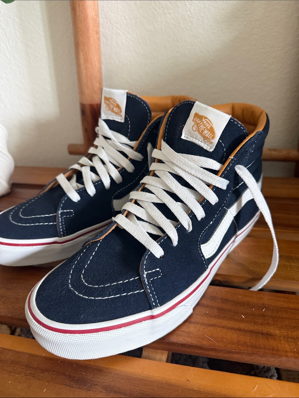 Vans Navy and White High-Top Suede Sneakers